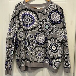 Vera Bradley Crewneck Sweatshirt ‘Tranquil Medallion’ , Gray Purple, Sz 2XL